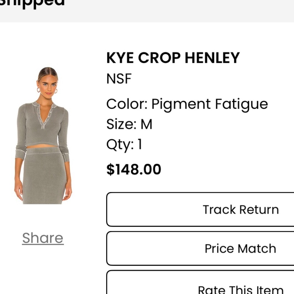 NSF Kye Crop Henley in Pigment Fatigue